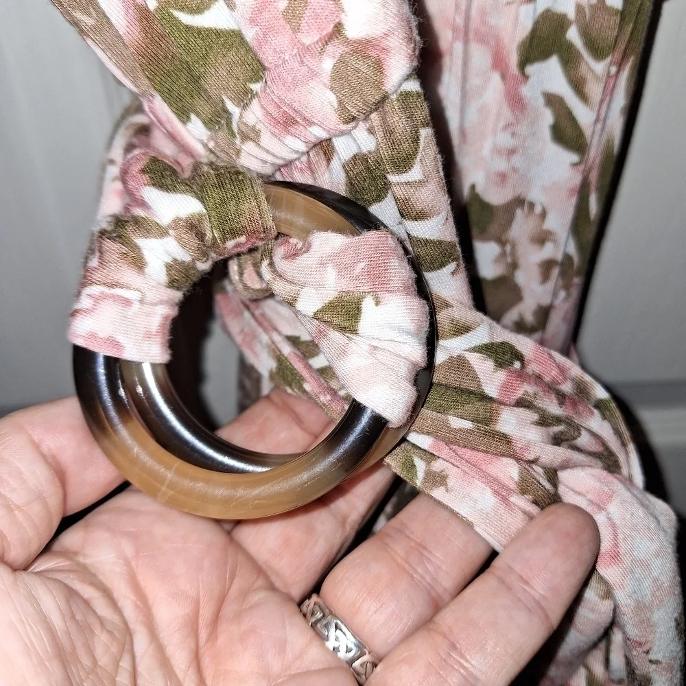 Floral Dress Plus Size Long Sleeve with Belt - Picture 3 of 4